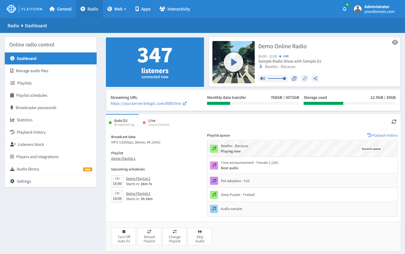 Internet shop radio website